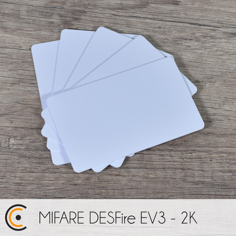 NFC Card - NXP MIFARE DESFire EV3 - 2K (white PVC) - NFC.CARDS