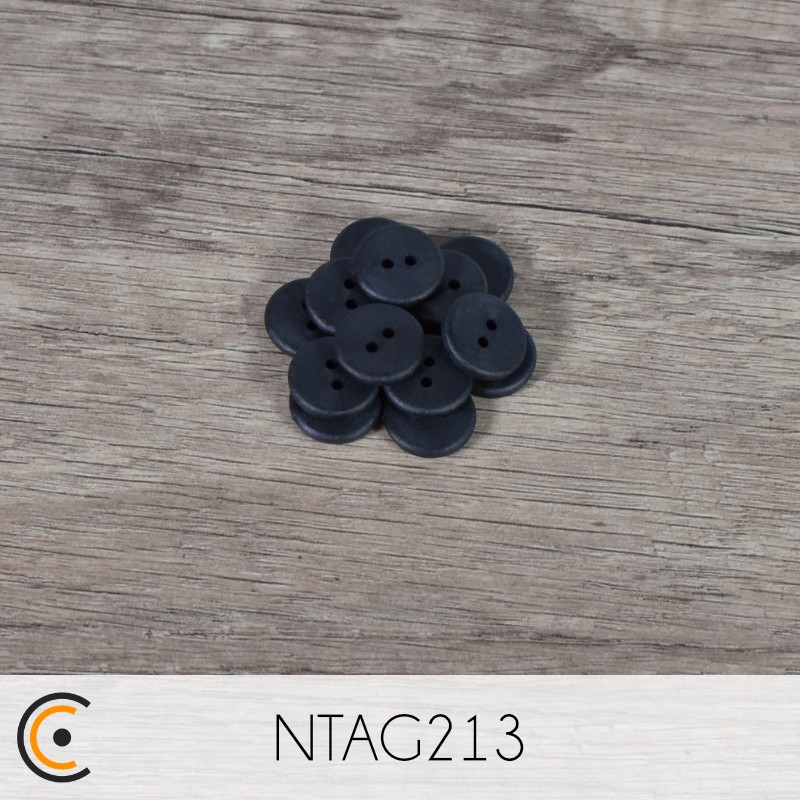 Bouton de vêtement NFC - NTAG213 - 15 mm (noir)