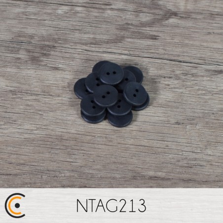 Bouton de vêtement NFC - NXP NTAG213 - 15 mm (noir) - NFC.CARDS