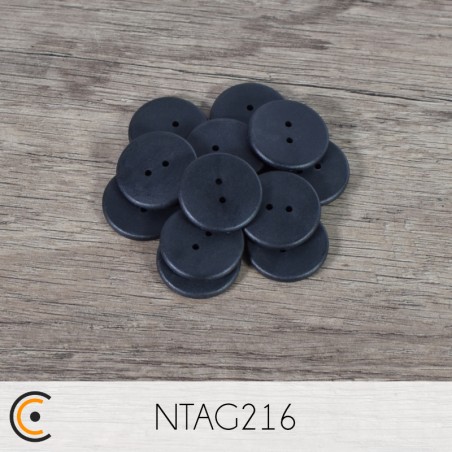 Bouton de vêtement NFC - NTAG216 - 24 mm (noir)