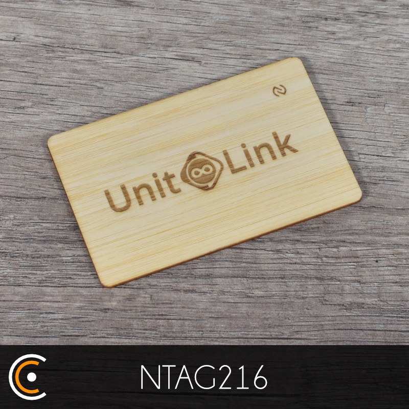 Carte NFC personnalisée - NXP NTAG216 (bambou gravure recto) - NFC.CARDS