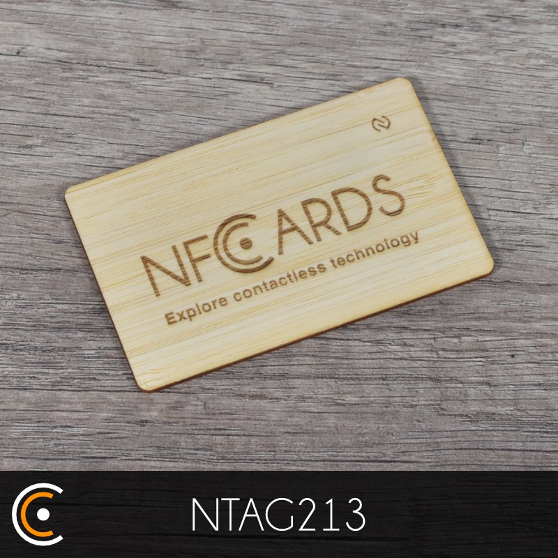 Custom NFC Card - NXP NTAG213 (bamboo front and back engraving) - NFC.CARDS