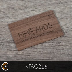 Carte personnalisée NFC - NXP NTAG216 (noyer gravure recto) - NFC.CARDS