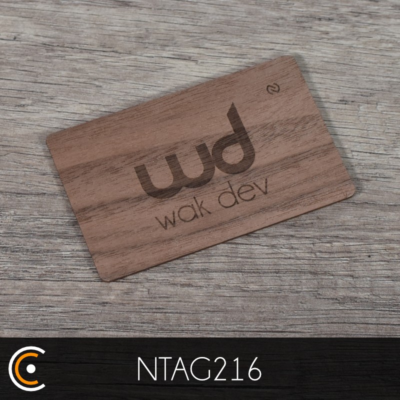 Custom NFC Card - NXP NTAG216 (walnut front engraving) - NFC.CARDS