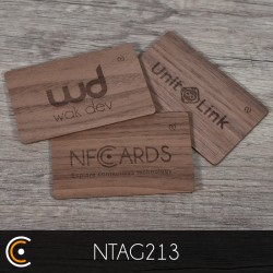 Carte personnalisée NFC - NXP NTAG213 (noyer gravure recto) - NFC.CARDS