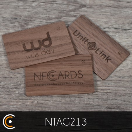 Carte NFC personnalisée - NXP NTAG213 (noyer gravure recto et verso) - NFC.CARDS
