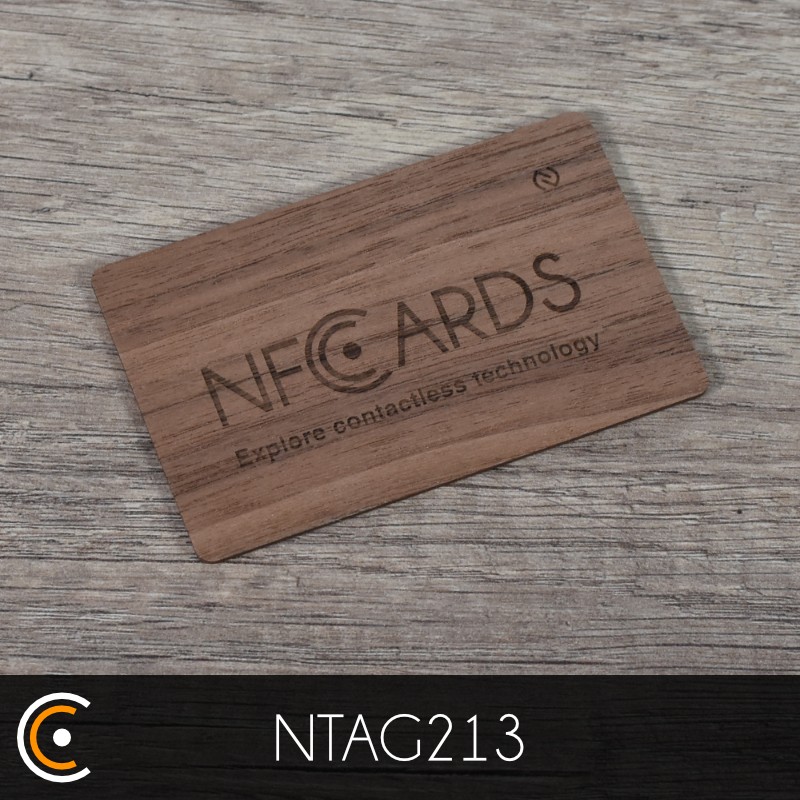 Custom NFC Card - NXP NTAG213 (walnut front and back engraving) - NFC.CARDS