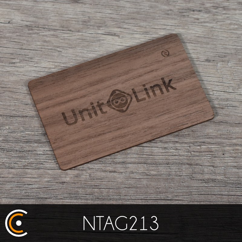Carte NFC personnalisée - NXP NTAG213 (noyer gravure recto et verso) - NFC.CARDS