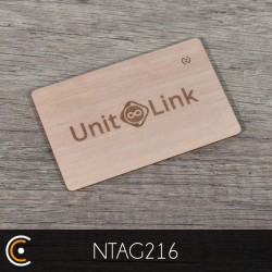 Carte personnalisée NFC - NXP NTAG216 (hêtre gravure recto) - NFC.CARDS