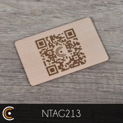 Carte NFC personnalisée - NXP NTAG213 (hêtre gravure recto) - NFC.CARDS