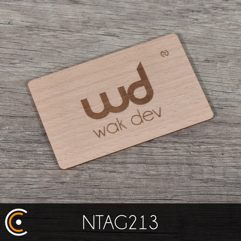 Carte NFC personnalisée - NXP NTAG213 (hêtre gravure recto) - NFC.CARDS