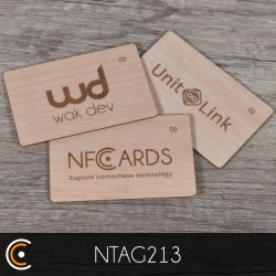 Carte personnalisée NFC - NXP NTAG213 (hêtre gravure recto et verso) - NFC.CARDS