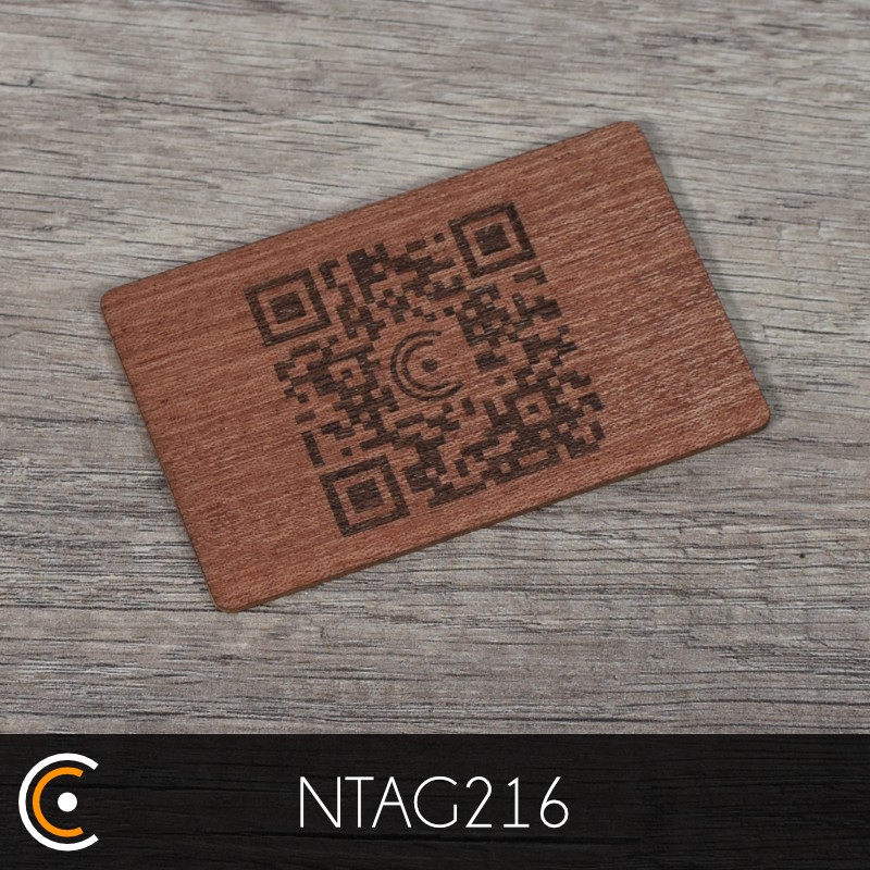 Carte personnalisée NFC - NXP NTAG216 (sapelli gravure recto et verso) - NFC.CARDS