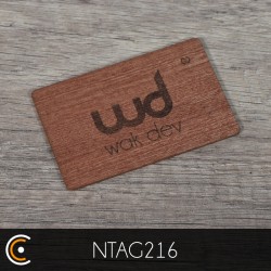 Carte NFC personnalisée - NXP NTAG216 (sapelli gravure recto et verso) - NFC.CARDS