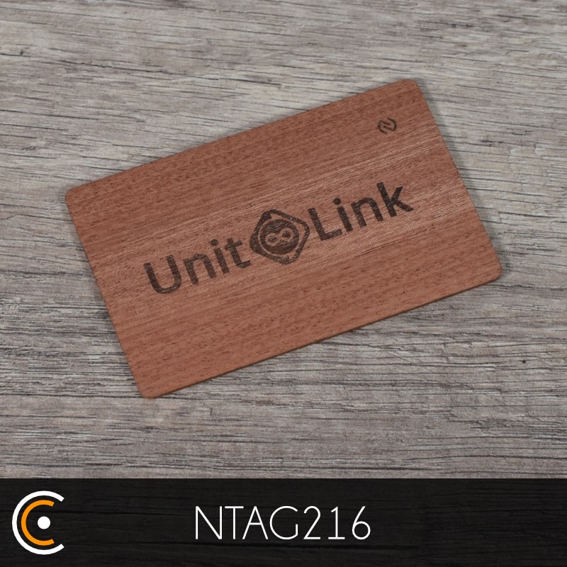 Custom NFC Card - NXP NTAG216 (sapele front and back engraving) - NFC.CARDS