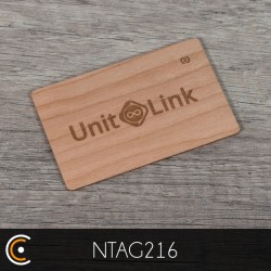 Carte personnalisée NFC - NXP NTAG216 (cerisier gravure recto) - NFC.CARDS