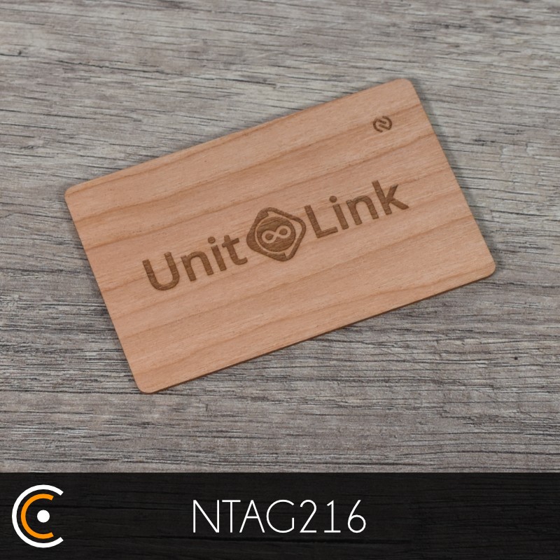Carte personnalisée NFC - NXP NTAG216 (cerisier gravure recto et verso) - NFC.CARDS