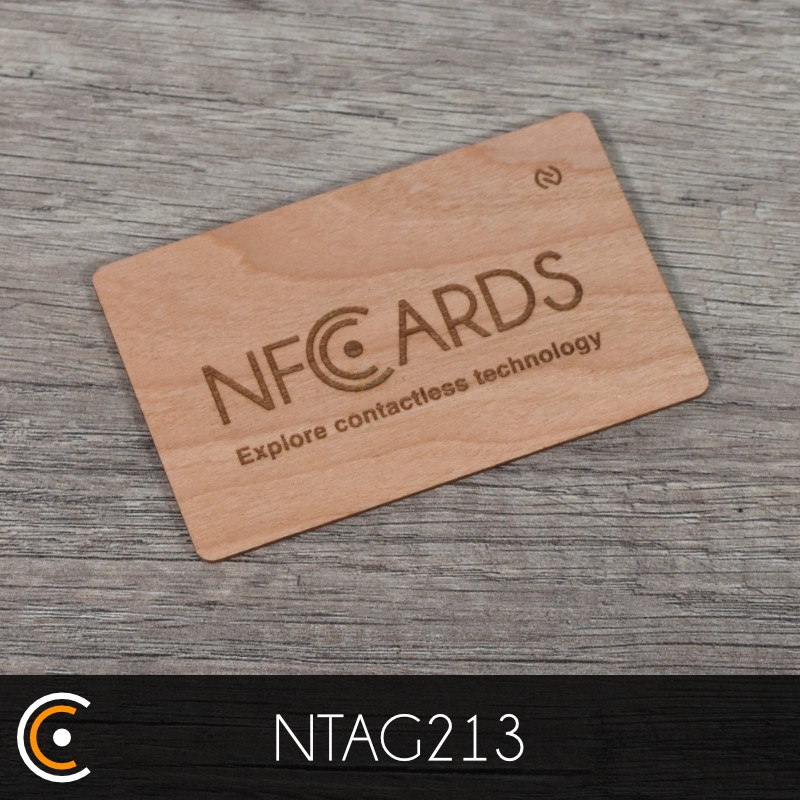 Carte NFC personnalisée - NXP NTAG213 (cerisier gravure recto) - NFC.CARDS