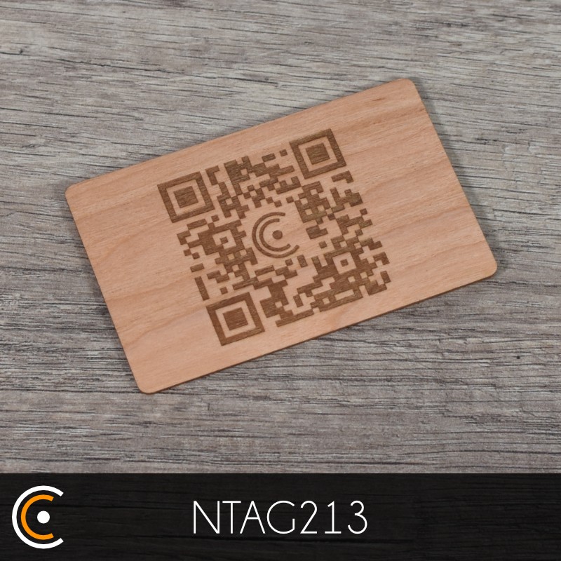 Carte NFC personnalisée - NXP NTAG213 (cerisier gravure recto et verso) - NFC.CARDS