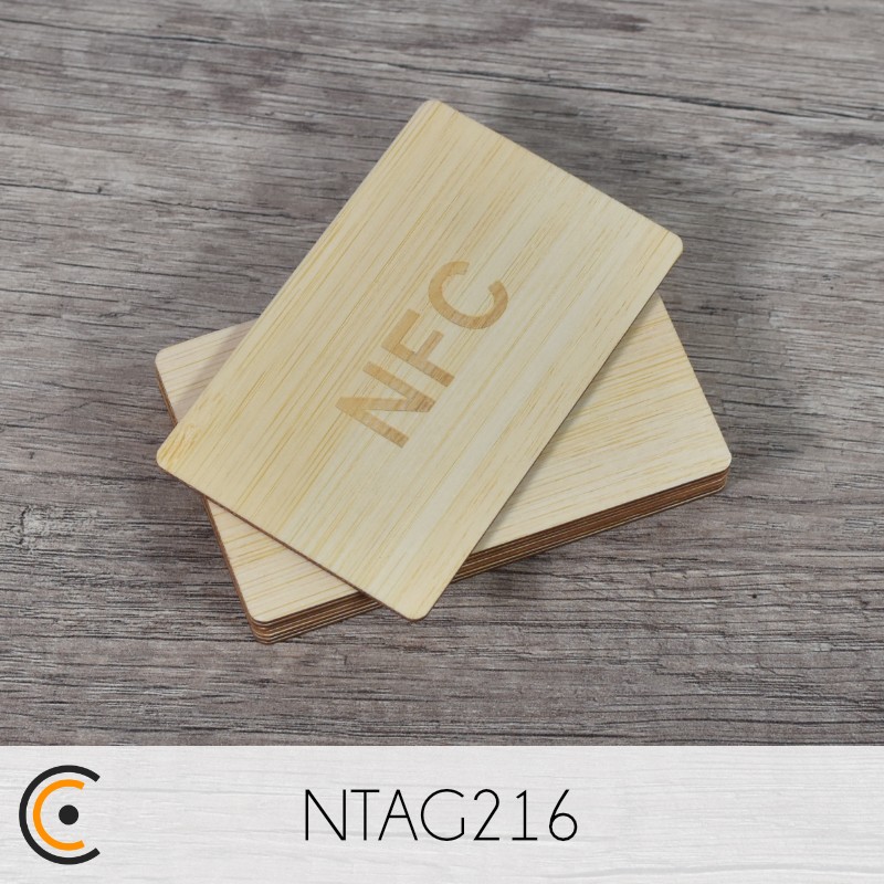 Carte NFC - NXP NTAG216 avec logo NFC (bambou) - NFC.CARDS