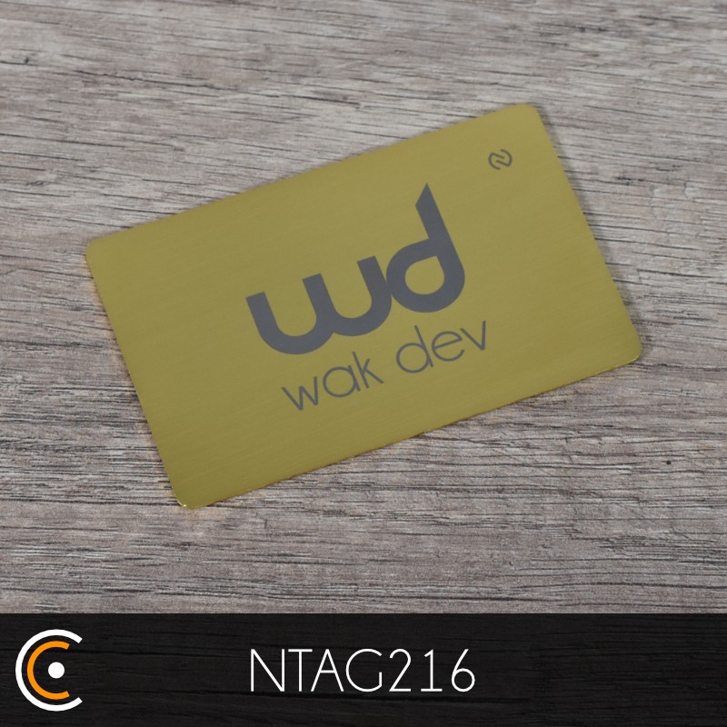 Custom NFC Card - NXP NTAG216 (metal/PVC gold front engraving) - NFC.CARDS