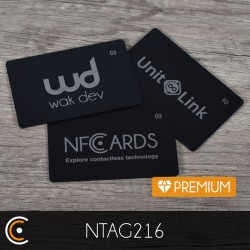 Carte personnalisée NFC - NXP NTAG216 - Premium (métal/PVC noir gravure recto) - NFC.CARDS