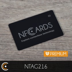 Carte NFC personnalisée - NXP NTAG216 - Premium (métal/PVC noir gravure recto) - NFC.CARDS