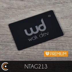 Carte personnalisée NFC - NXP NTAG213 - Premium (métal/PVC noir gravure recto) - NFC.CARDS