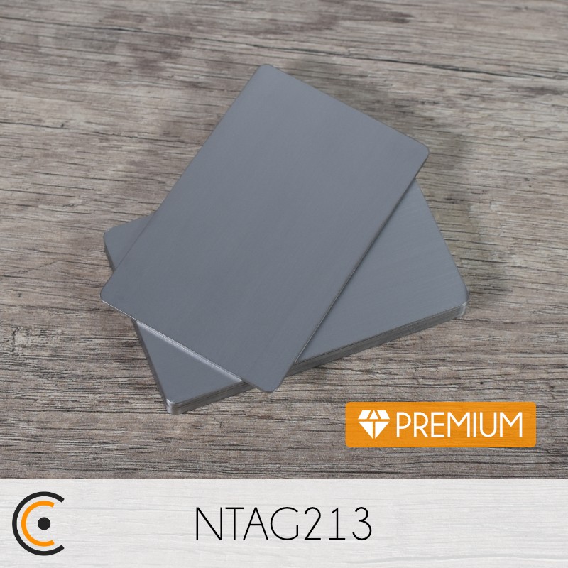 Carte NFC - NXP NTAG213 - Premium (métal/PVC argent) - NFC.CARDS