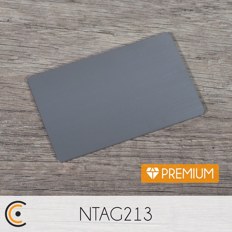 Carte NFC - NXP NTAG213 - Premium (métal/PVC argent) - NFC.CARDS