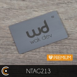 Custom NFC Card - NXP NTAG213 - Premium (metal/PVC silver front engraving) - NFC.CARDS