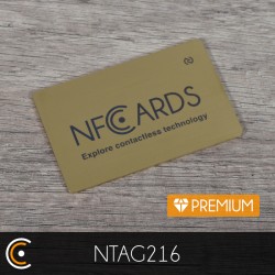 Carte NFC personnalisée - NXP NTAG216 - Premium (métal/PVC or gravure recto) - NFC.CARDS