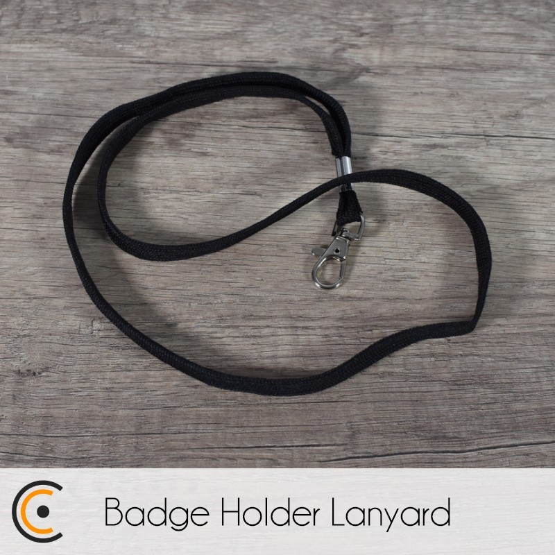 Badge holder lanyard with nickel-plated hook (black) - NFC.CARDS