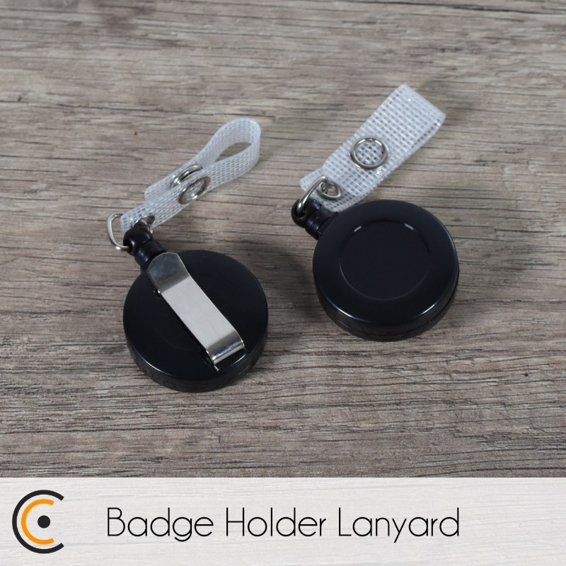 Retractable badge holder lanyard (black plastic) - NFC.CARDS