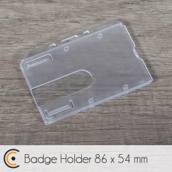 Porte-badge rigide - horizontal - 86 x 54 mm (transparent) + Lanière (noir) - NFC.CARDS