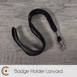 Hard plastic badge holder - horizontal - 86 x 54 mm (transparent) + Lanyard (black) - NFC.CARDS