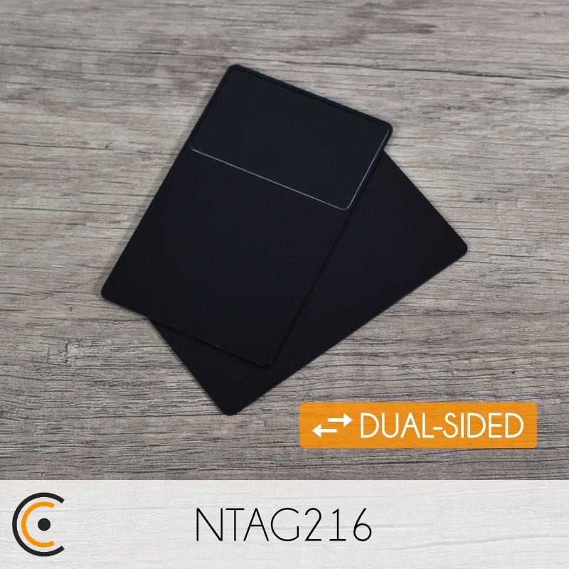 Carte NFC - NXP NTAG216 (double face métal/PVC noir) - NFC.CARDS