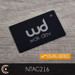 Custom NFC Card - NXP NTAG216 (black dual-sided metal/PVC - front engraving) - NFC.CARDS