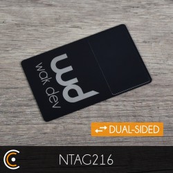 Carte NFC personnalisée - NXP NTAG216 (double face métal/PVC noir - gravure recto et verso) - NFC.CARDS