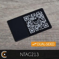 Custom NFC Card - NXP NTAG213 (black dual-sided metal/PVC - front engraving) - NFC.CARDS