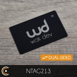 Custom NFC Card - NXP NTAG213 (black dual-sided metal/PVC - front engraving) - NFC.CARDS